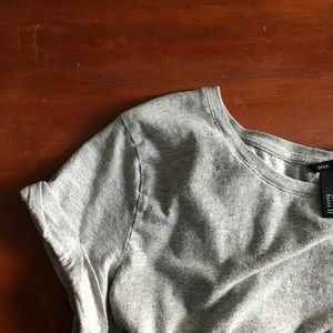 Women's Cute Rolled-sleeve Grey Tee